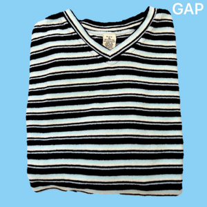 GAP XL Cotton Terry Polo T Shirt Dark Blue, Light Blue & White stripes.
